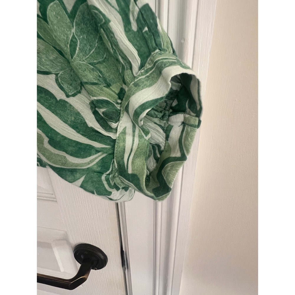 Pilcro Blouse Green White Floral Dolman Sleeve Button Up Boho Flowy Romantic - Picture 9 of 15